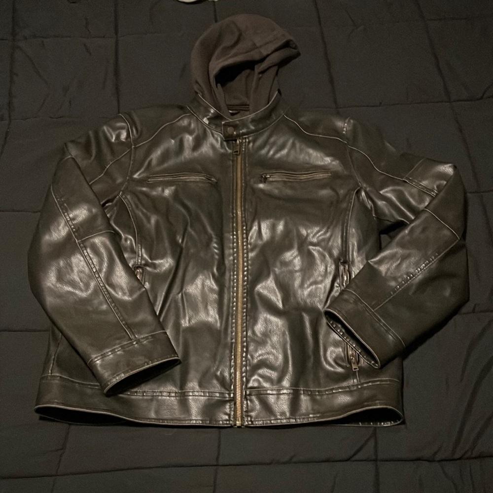 Black Rivet, Black, XL men’s leather jacket